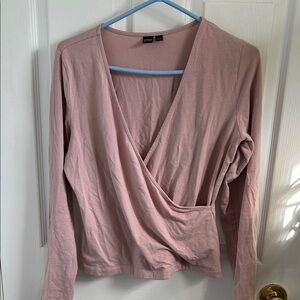 Simons Dusty Pink Long Sleeve Wrap Top